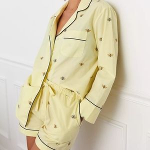 Anthropologie Print Fresh Bumble Bee Pajama Set M
